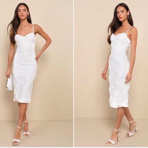 Lulu's Elegant White Lace Dress - Picture 1 of 5